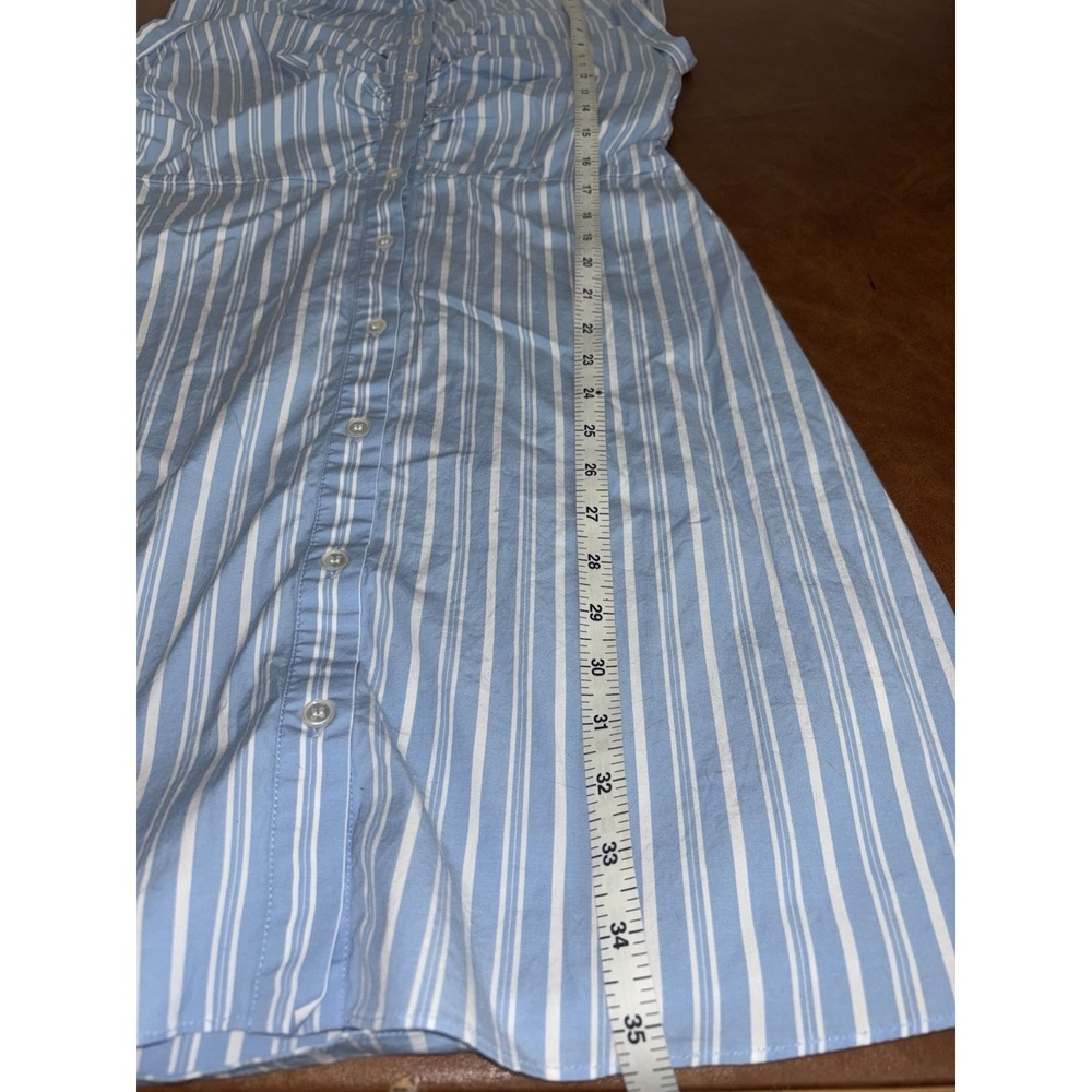Veronica Beard Ferris Ruched Blue & White Striped Dress Stretch Cotton Size: 8 - Picture 8 of 9